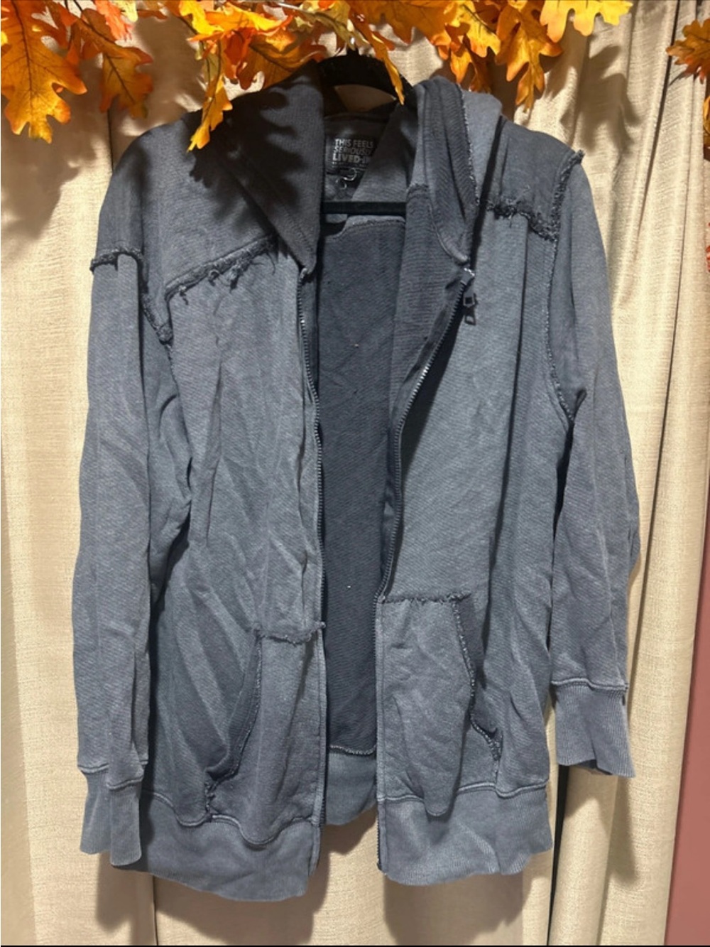 American Eagle Outfitters Washed Charcoal Hooded Shirt Jacket